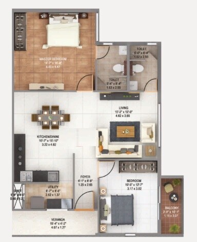 2 BHK 1368 Sq. Ft. Apartment