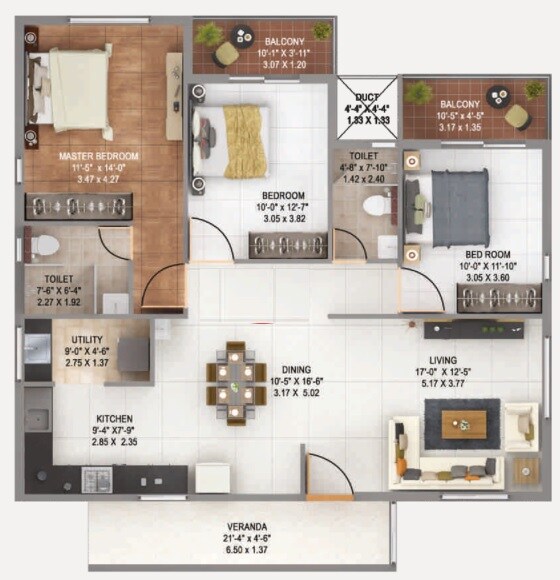 3 BHK 1769 Sq. Ft. Apartment