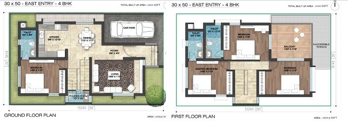 Floor plan of 4 BHK 2200 Sq. Ft. Villa in Anish Crown Imperial, Bangalore