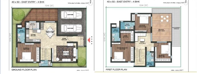 Floor plan of 4 BHK 2799 Sq. Ft. Villa in Anish Crown Imperial, Bangalore