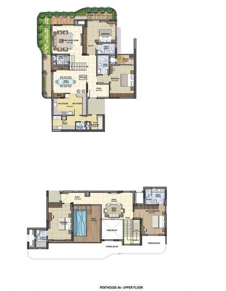 Floor plan of 4 BHK 3825 Sq. Ft. Apartment in Aparna Elina, Bangalore