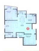 Floor plan of 2 BHK 945 Sq. Ft. Apartment in AR Sanjeeve Royale, Bangalore