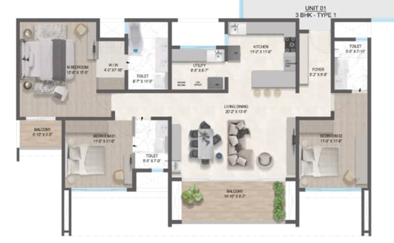 3 BHK 2048 Sq. Ft. Apartment in Aratt Ayatana Residences