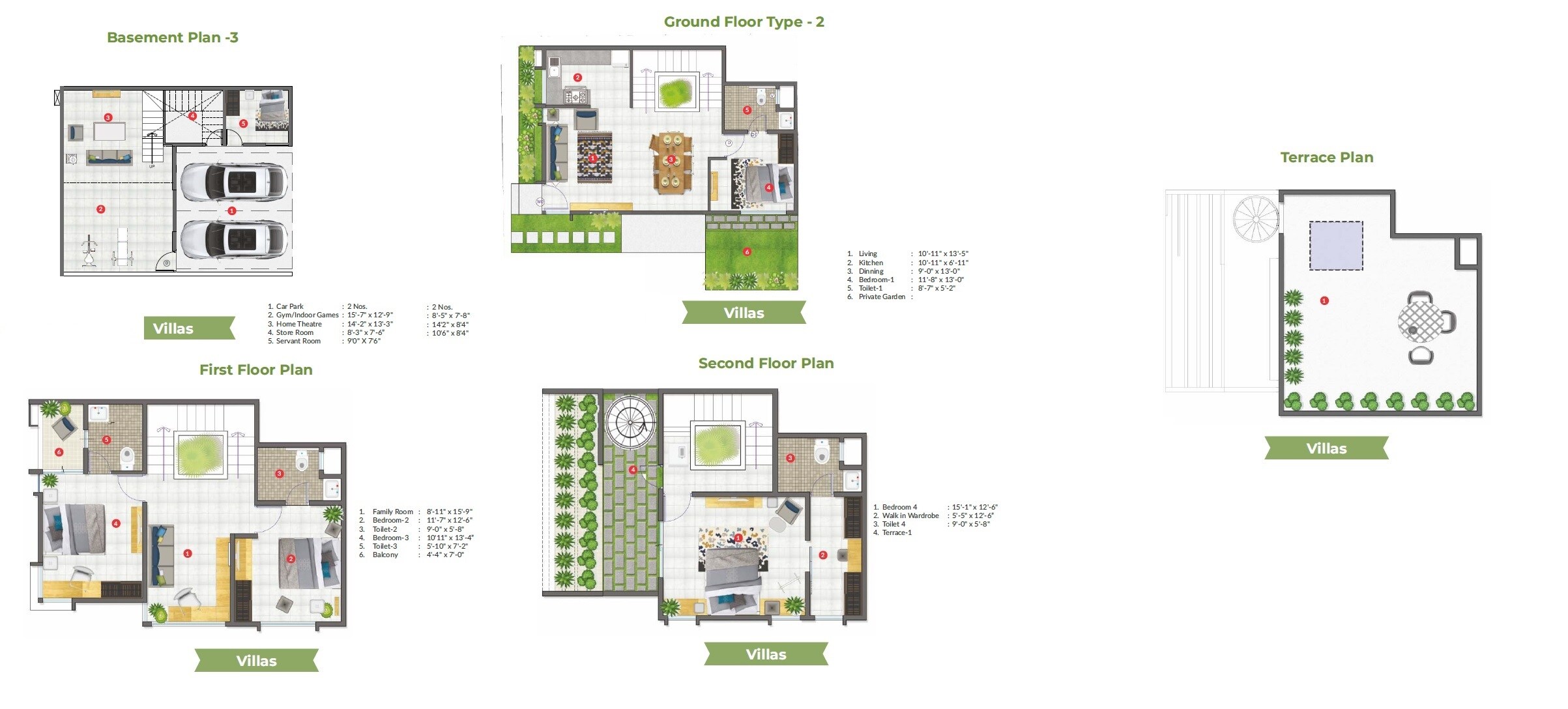 Floor plan of 4 BHK 2674 Sq. Ft. Villa in Aratt Cityscape, Bangalore