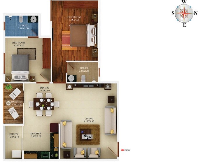 2 BHK 1003 Sq. Ft. Apartment