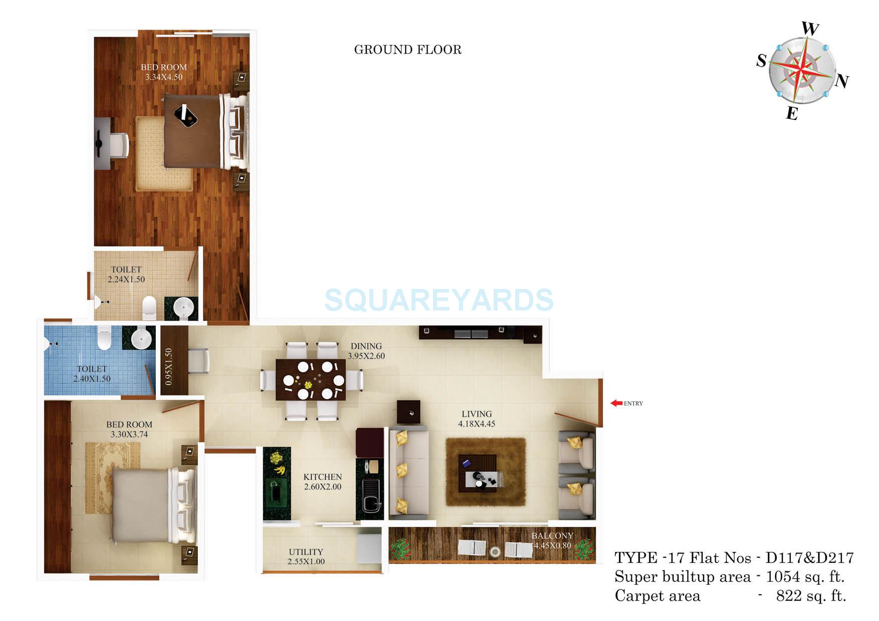 2 BHK 1054 Sq. Ft. Apartment