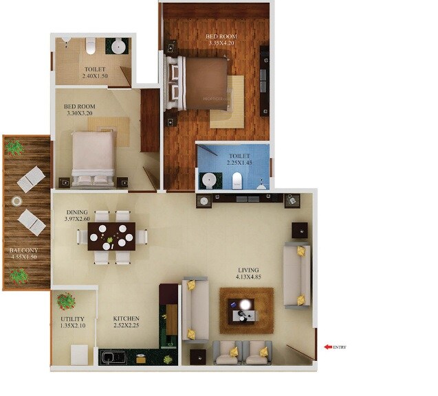 2 BHK 1115 Sq. Ft. Apartment