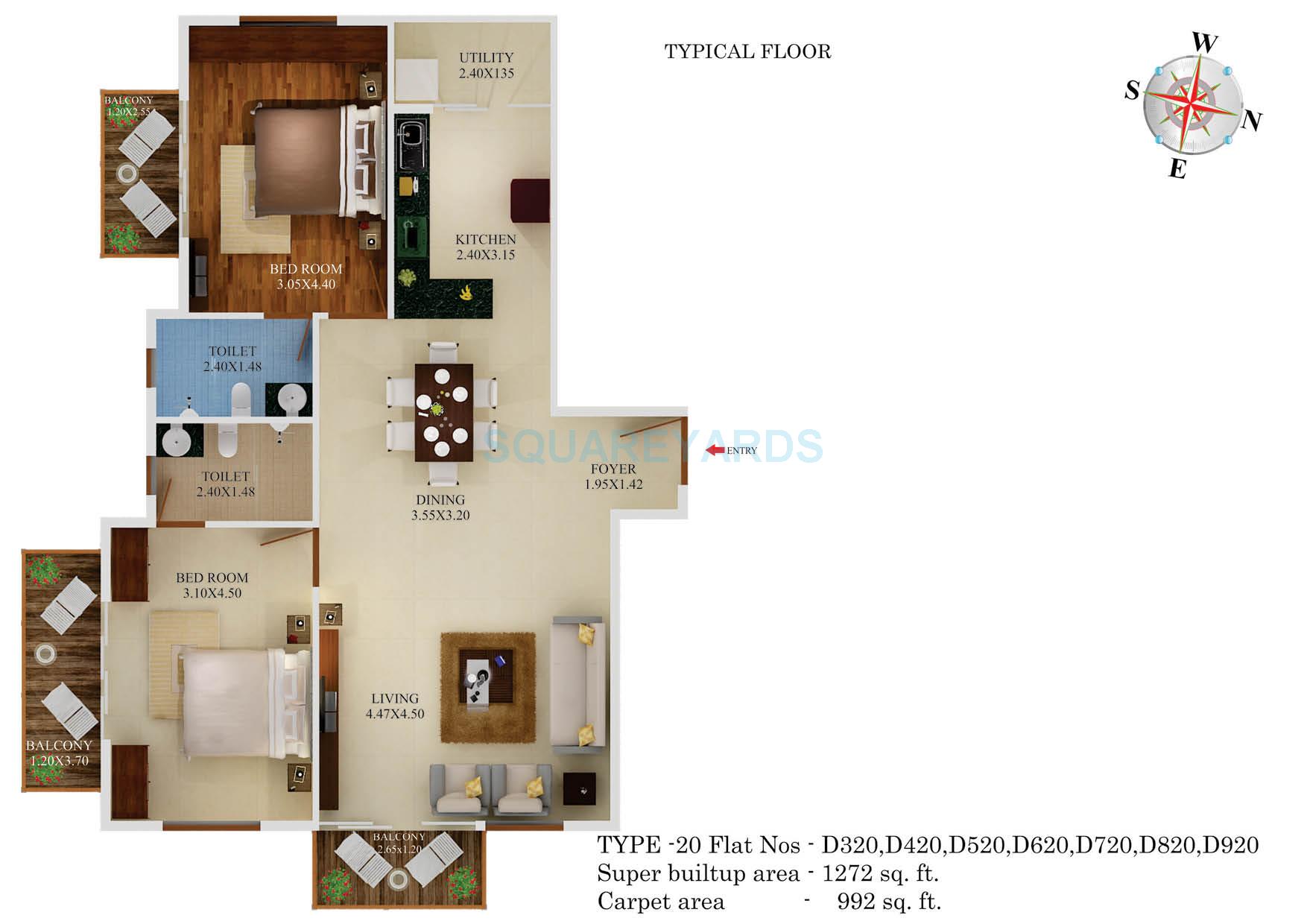 2 BHK 1275 Sq. Ft. Apartment