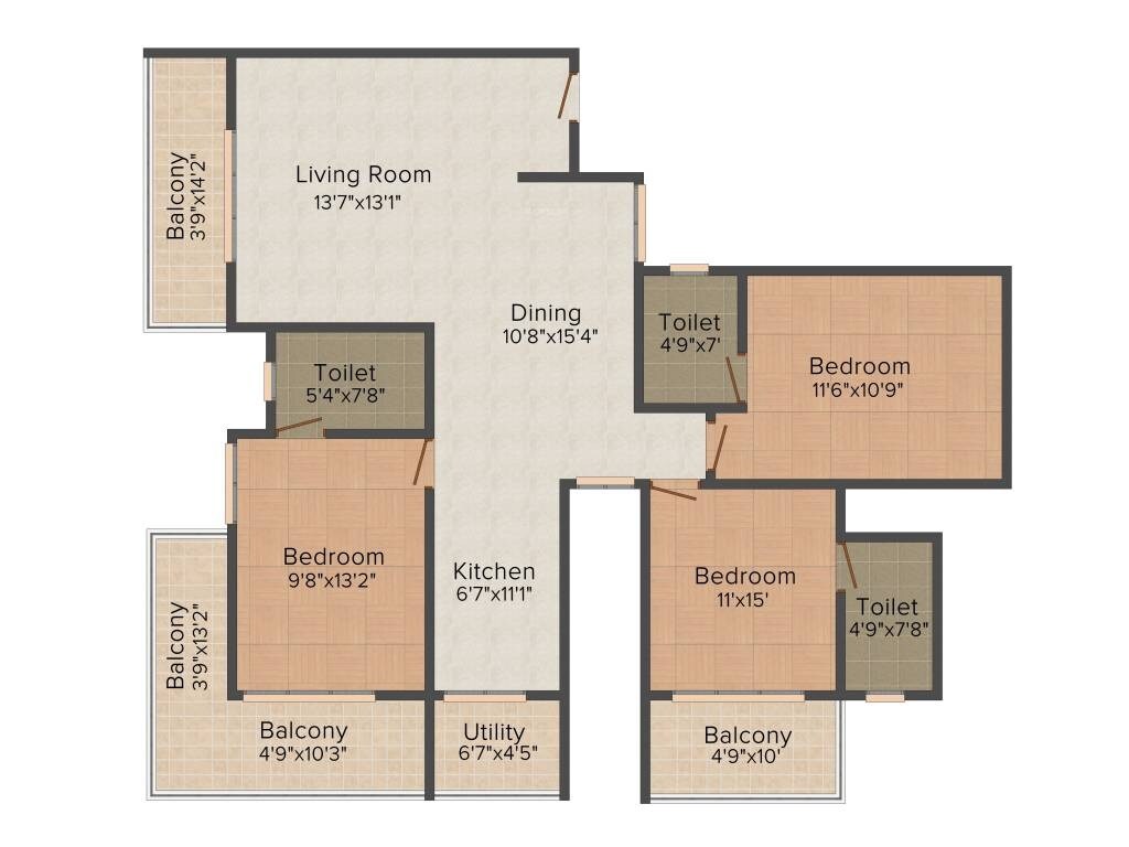 3 BHK 1508 Sq. Ft. Apartment