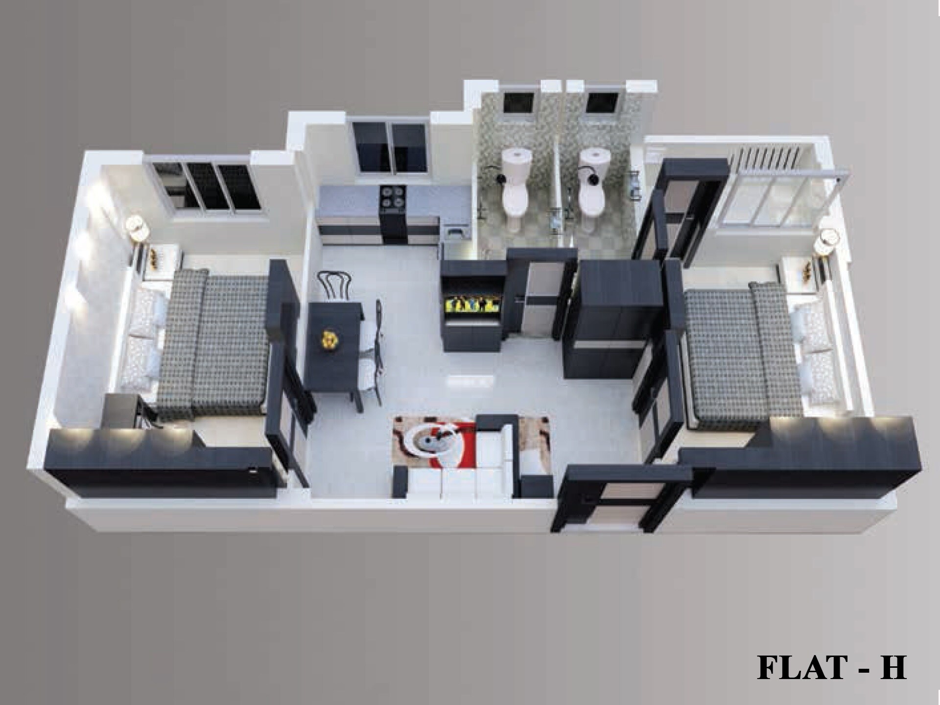 Floor plan of 2 BHK 1185 Sq. Ft. Apartment in Arge Urban Bloom, Bangalore
