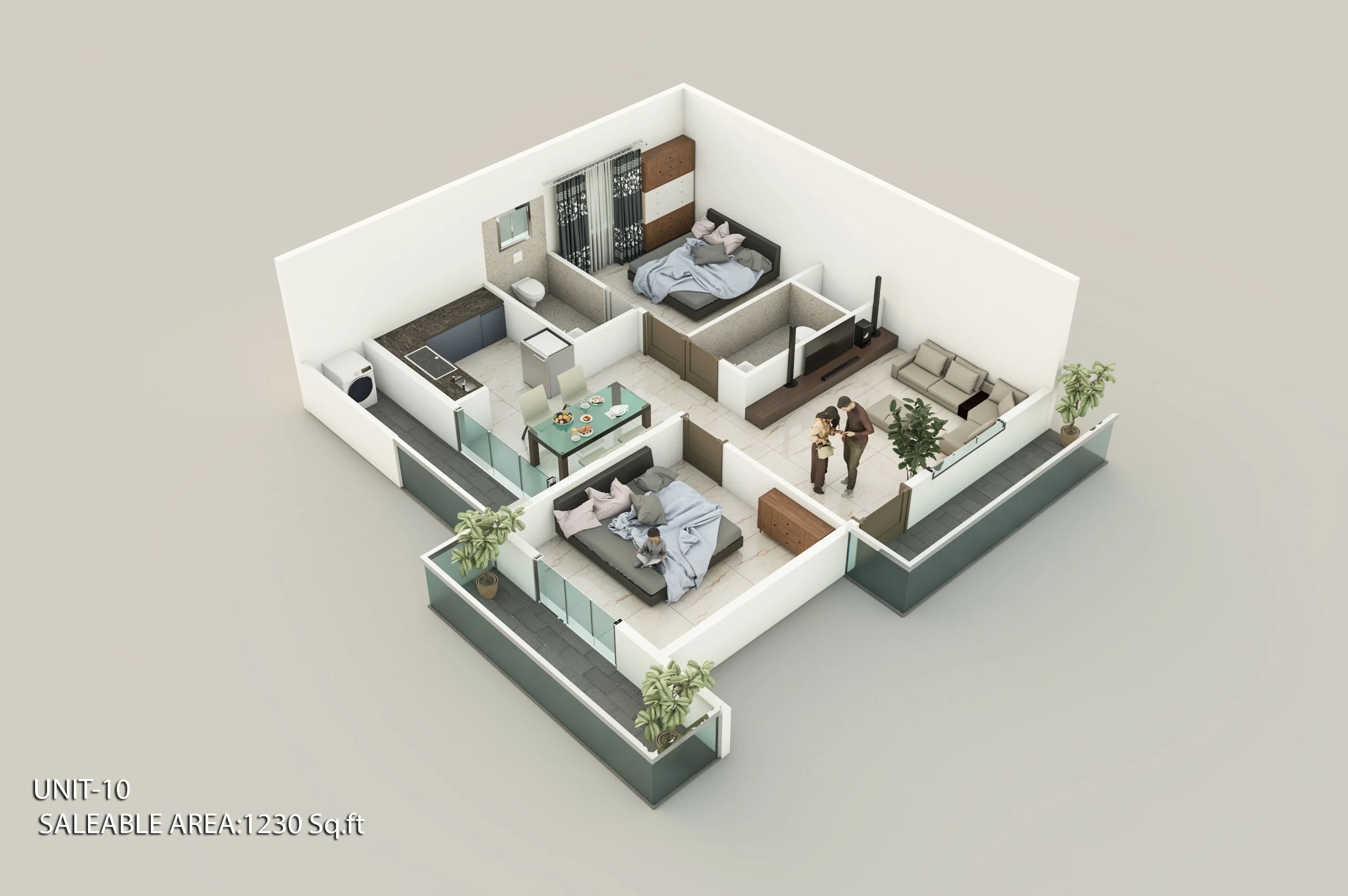 2 BHK 1230 Sq. Ft. Apartment