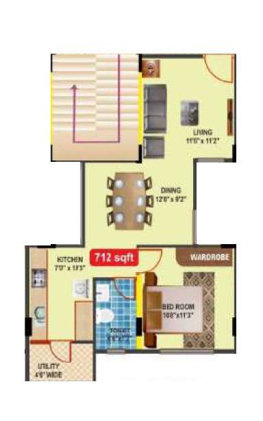 1 BHK 712 Sq. Ft. Apartment in ARR Sankalpa