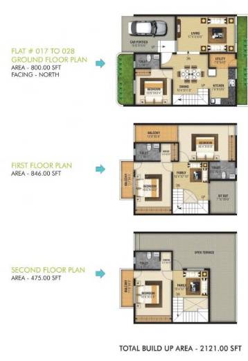 Floor plan of 4 BHK 2121 Sq. Ft. Villa in ARS Bhavisha, Bangalore