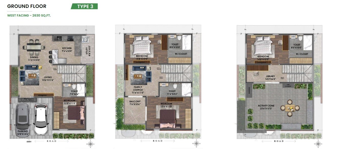 Floor plan of 4 BHK 2630 Sq. Ft. Villa in Arsh Greens, Bangalore