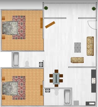Floor plan of 2 BHK 999 Sq. Ft. Apartment in Artha Crest, Bangalore