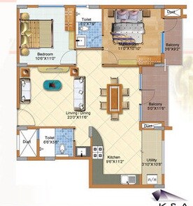 2 BHK 1115 Sq. Ft. Apartment