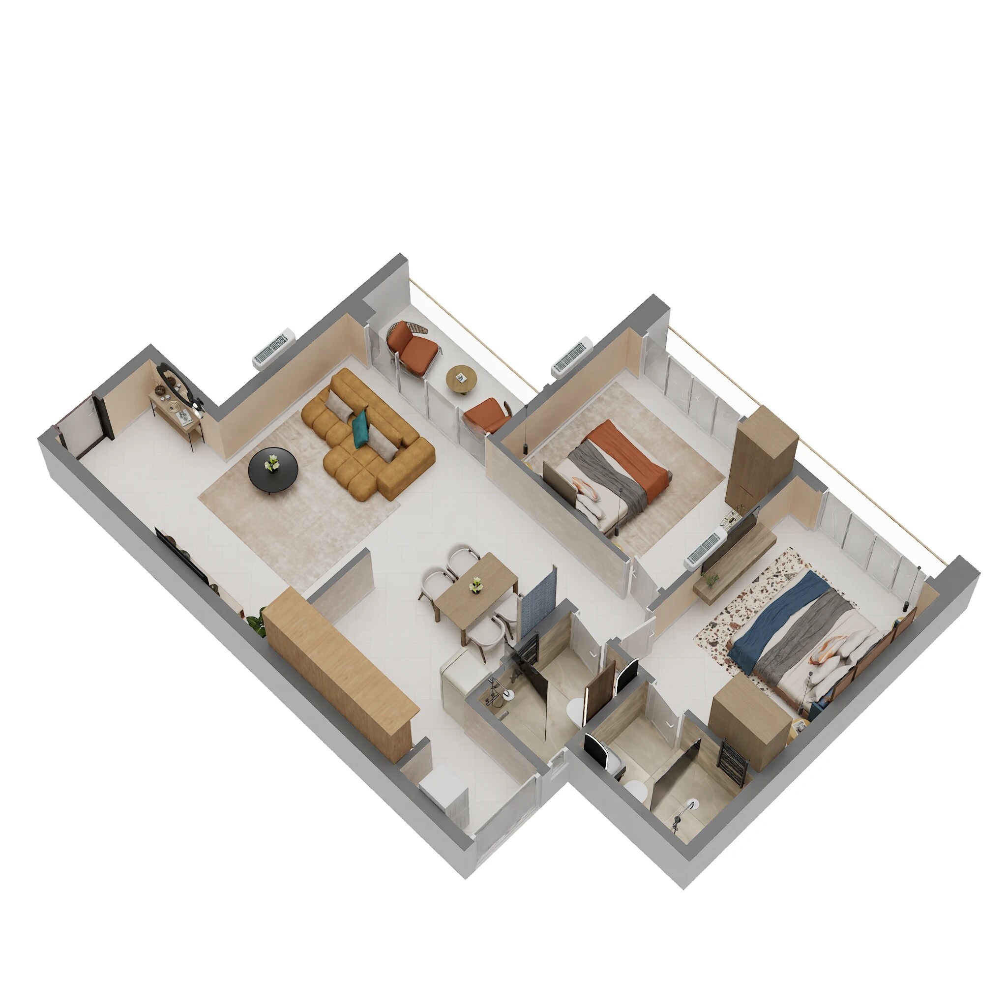 Floor plan of 2 BHK 1475 Sq. Ft. Apartment in Arvind Skycrest, Bangalore