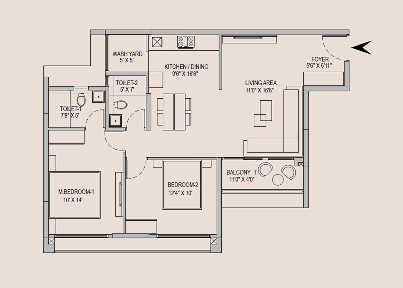 2 BHK 1475 Sq. Ft. Apartment