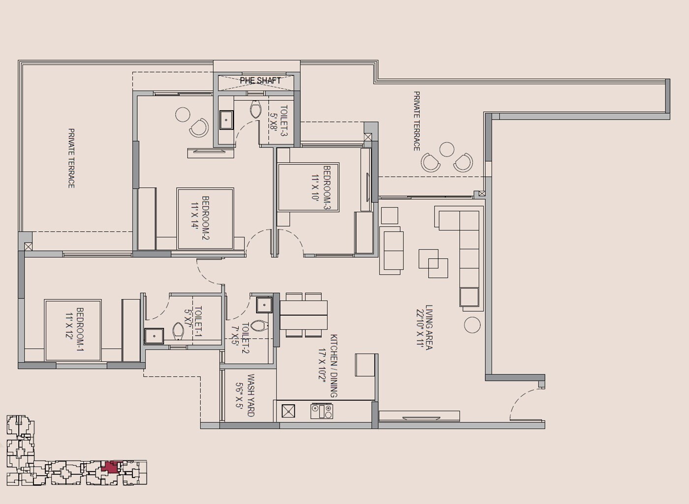 3 BHK 1671 Sq. Ft. Apartment