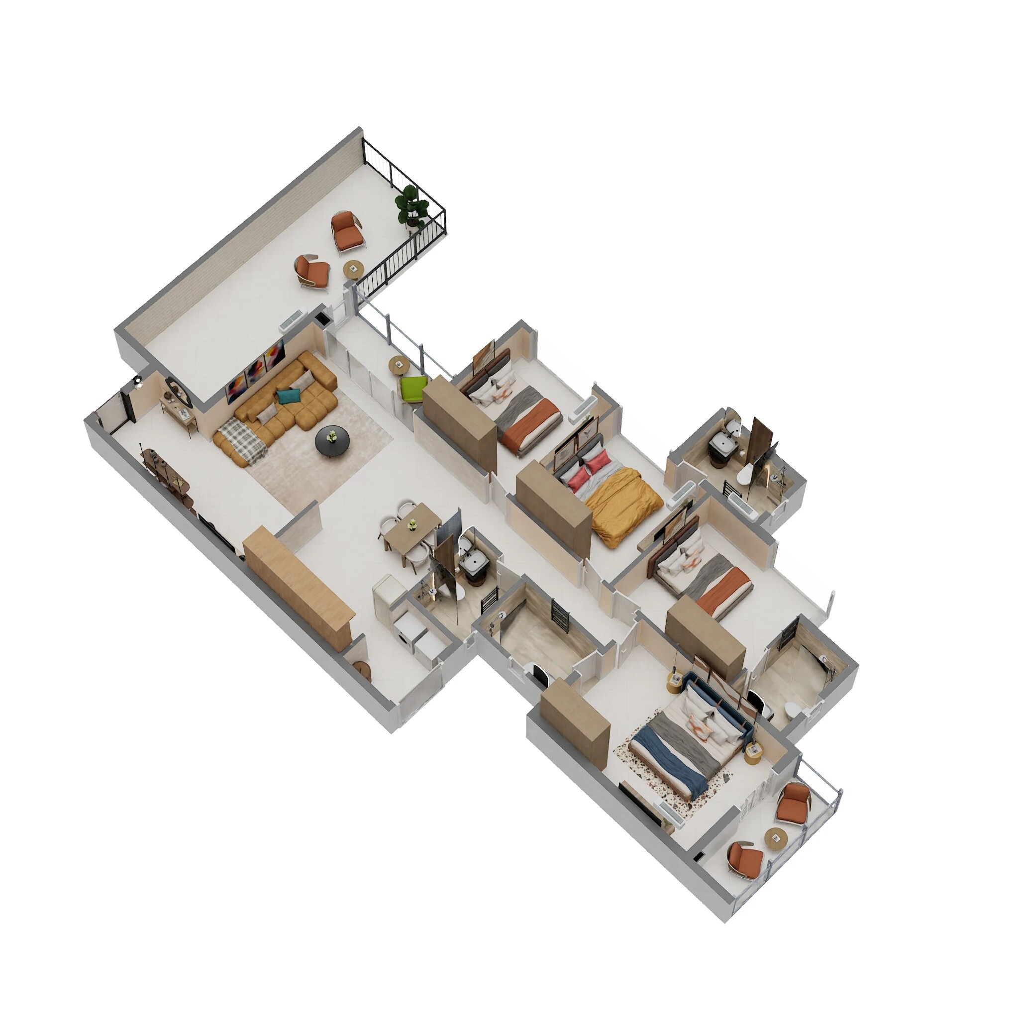 Floor plan of 4 BHK 1888 Sq. Ft. Apartment in Arvind Skycrest, Bangalore