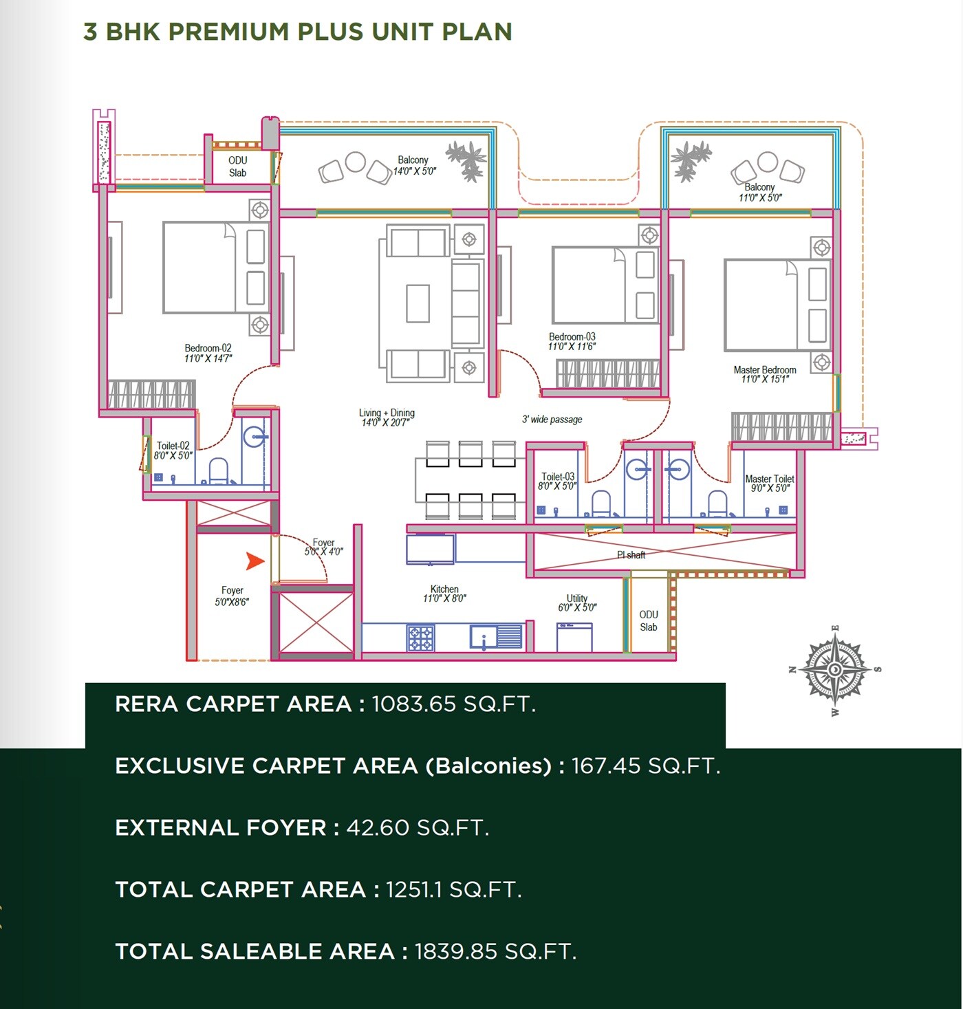 3 BHK 1839 Sq. Ft. Apartment