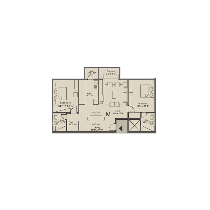 2 BHK 1220 Sq. Ft. Apartment