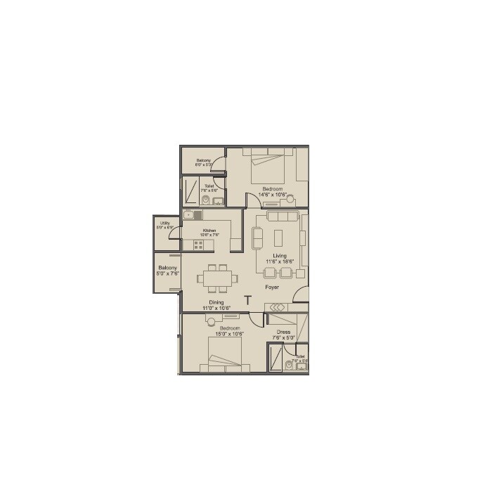 2 BHK 1235 Sq. Ft. Apartment