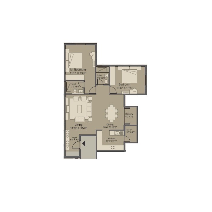 2 BHK 1264 Sq. Ft. Apartment