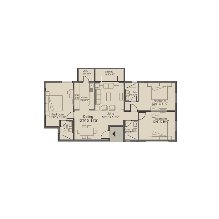 3 BHK 1430 Sq. Ft. Apartment