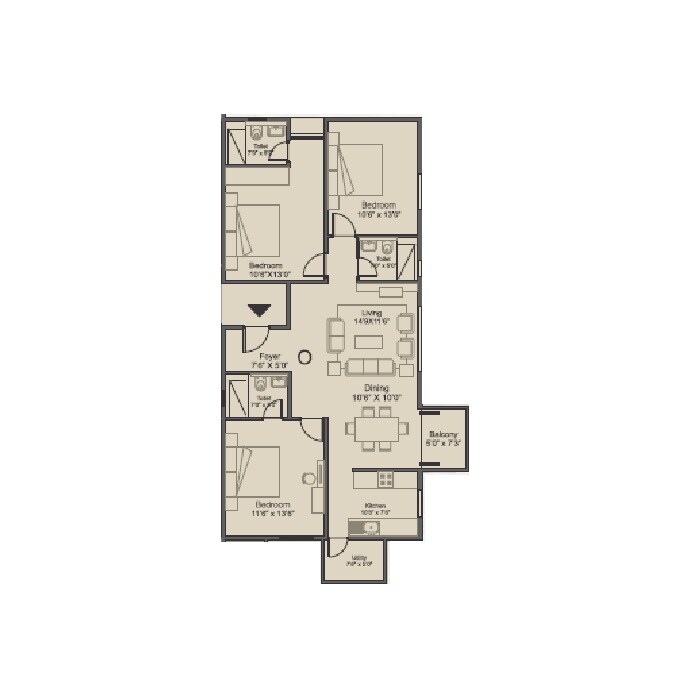 3 BHK 1468 Sq. Ft. Apartment