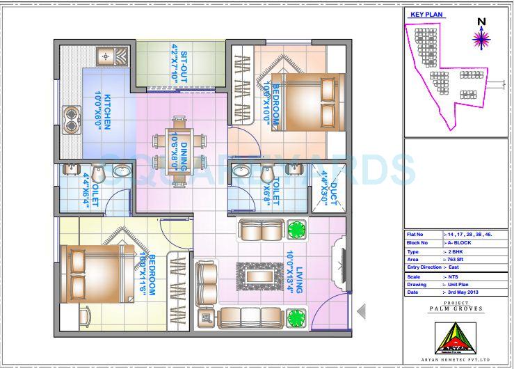 2 BHK 763 Sq. Ft. Apartment