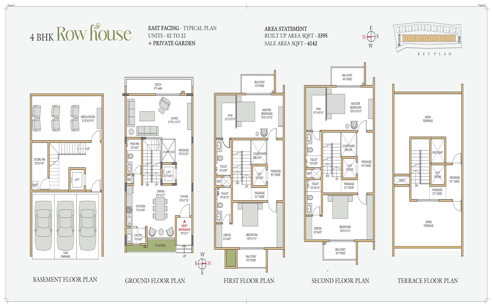 Floor plan of 4 BHK 4142 Sq. Ft. Row House in Ashish Krishna Maple, Bangalore