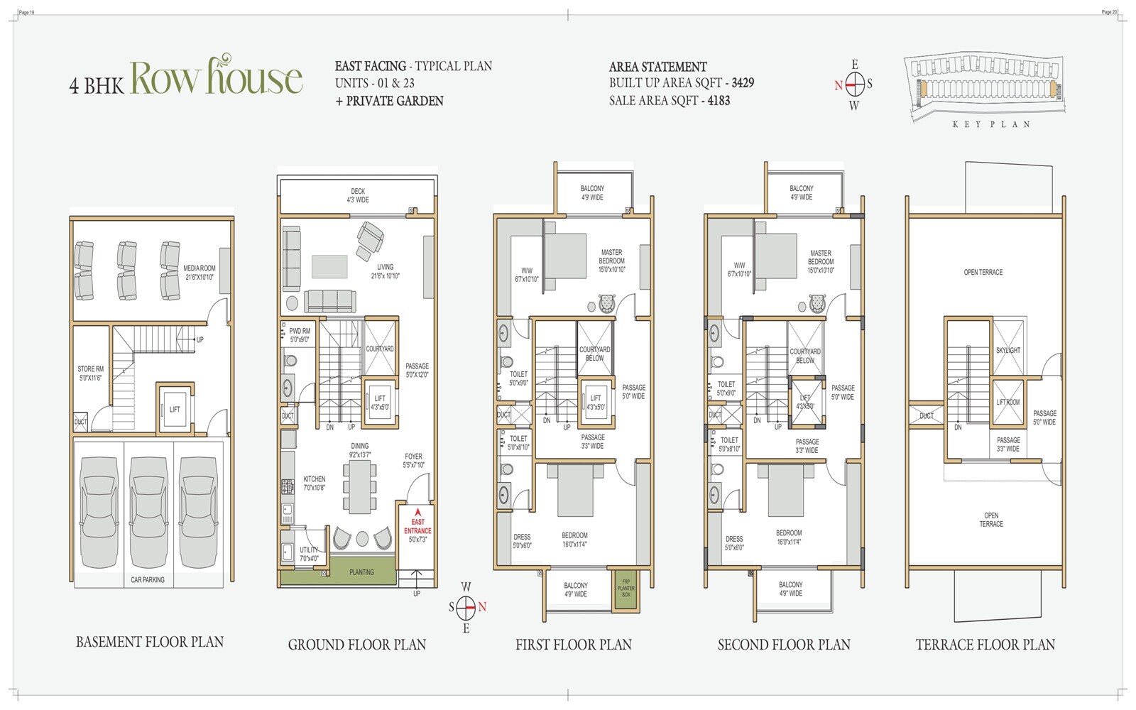 Floor plan of 4 BHK 4183 Sq. Ft. Row House in Ashish Krishna Maple, Bangalore