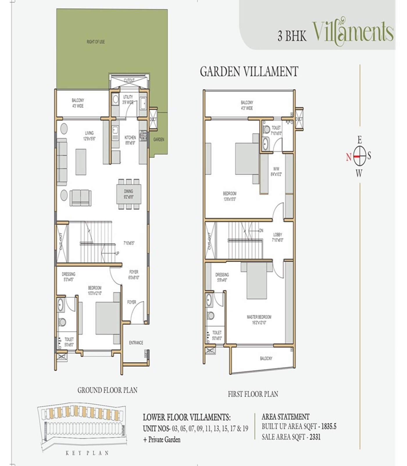 Floor plan of 3 BHK 2331 Sq. Ft. Villament in Ashish Krishna Maple, Bangalore