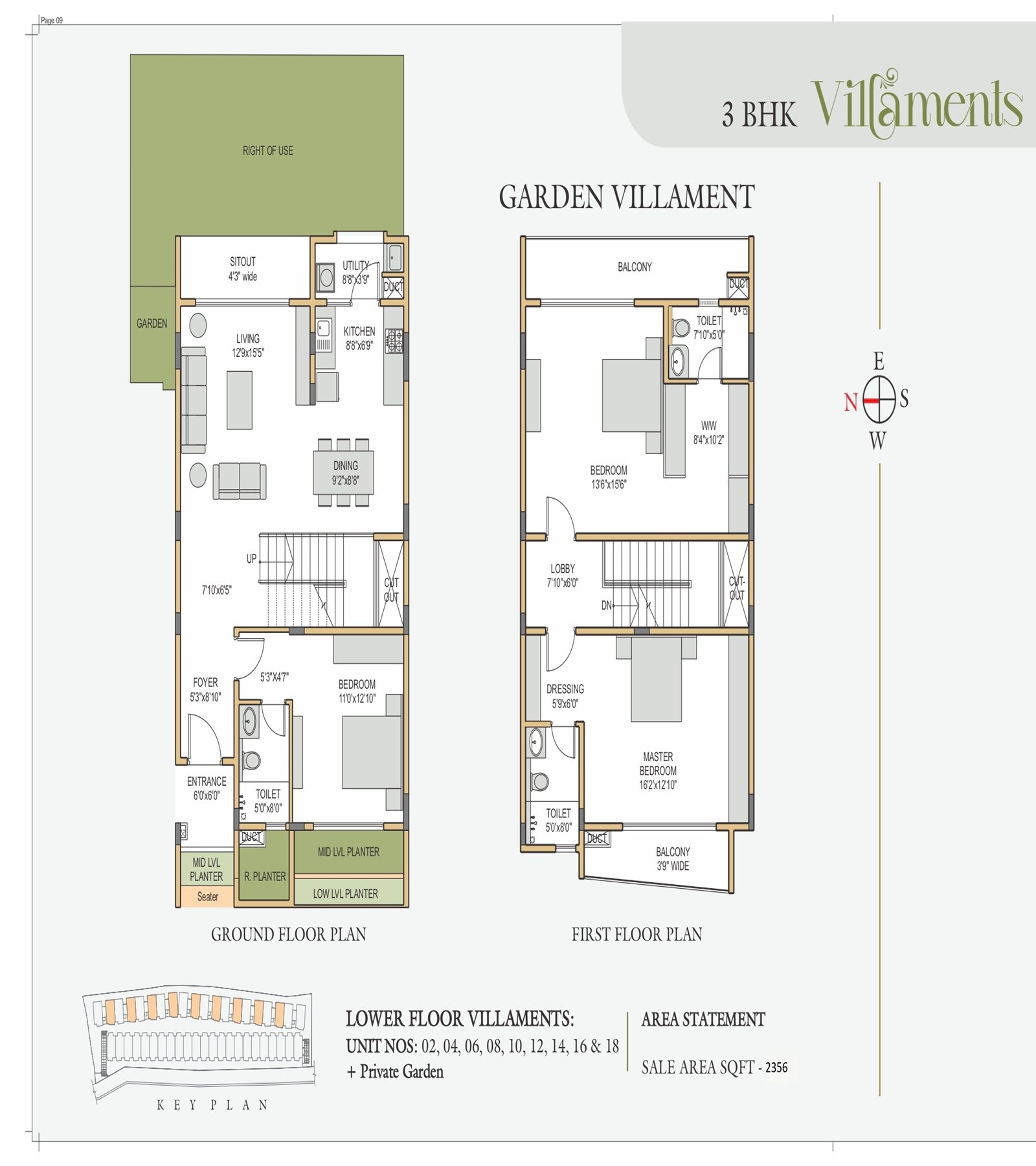 Floor plan of 3 BHK 2356 Sq. Ft. Villament in Ashish Krishna Maple, Bangalore