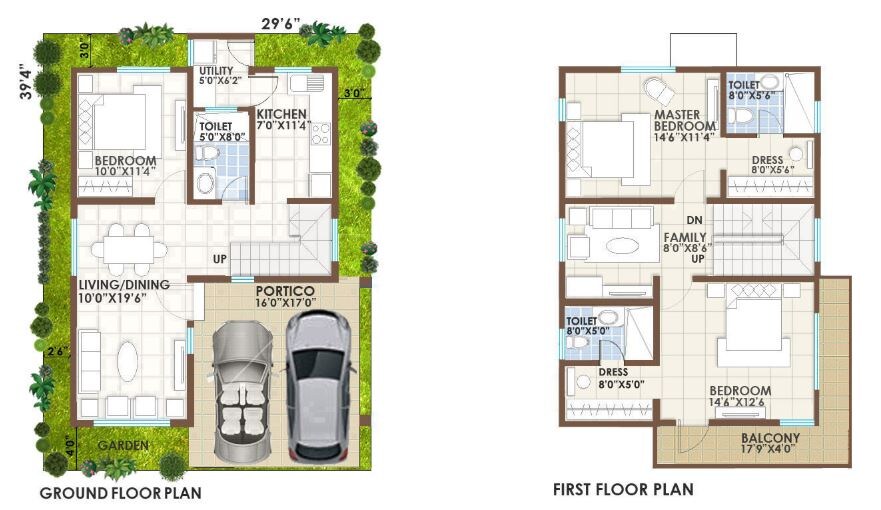 Floor plan of 3 BHK 1160 Sq. Ft. Apartment in Ashish Villa, Bangalore