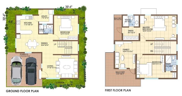 Floor plan of 3 BHK 1550 Sq. Ft. Apartment in Ashish Villa, Bangalore