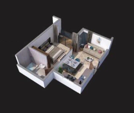 Floor plan of 1 BHK 607 Sq. Ft. Apartment in ASN Srikaram, Bangalore