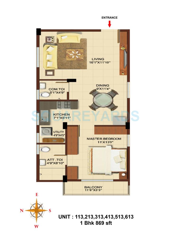 asset builders aura apartment 1bhk 869sqft1