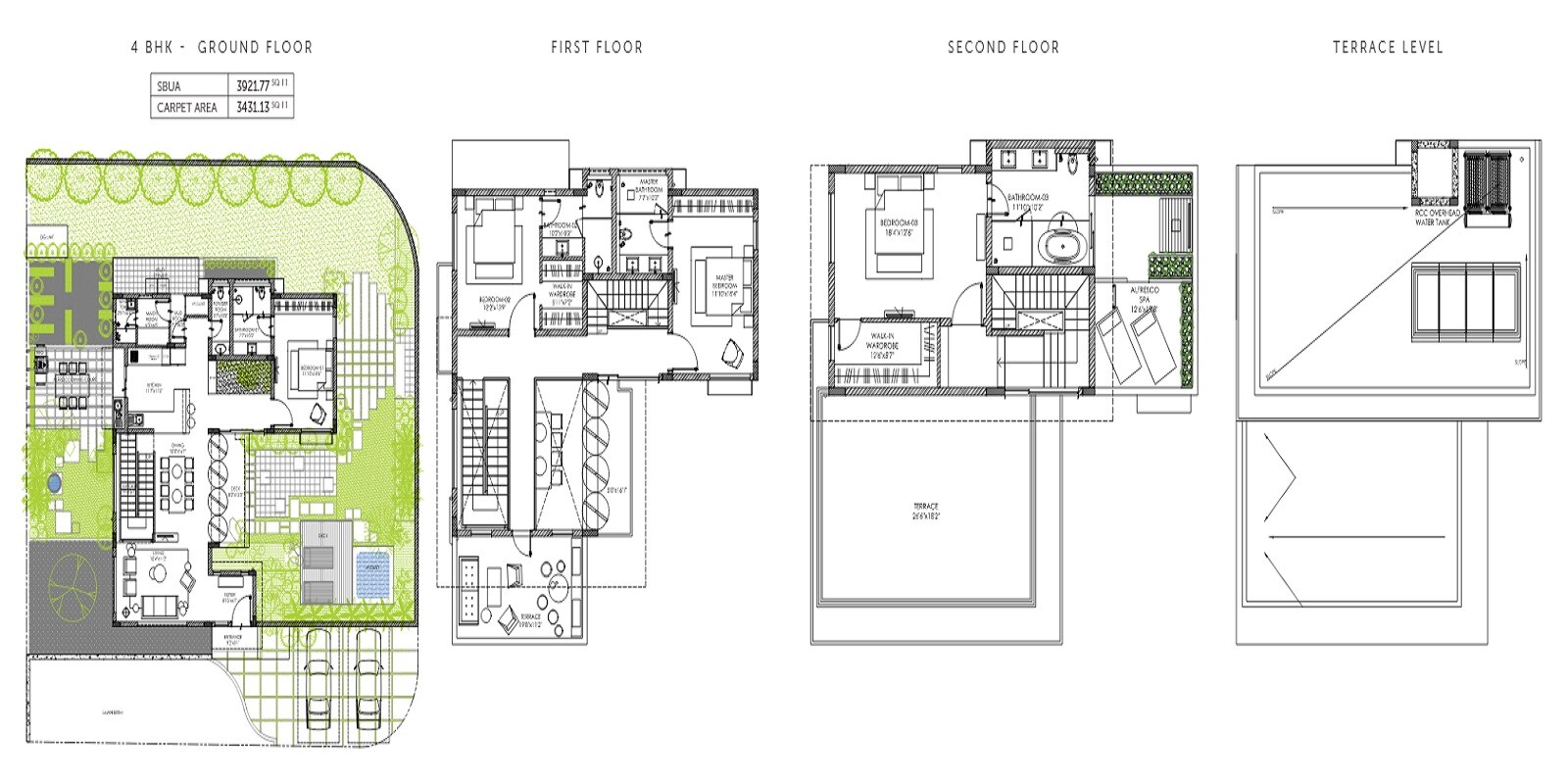 Floor plan of 4 BHK 3921 Sq. Ft. Villa in Assetz 18 and Oak, Bangalore