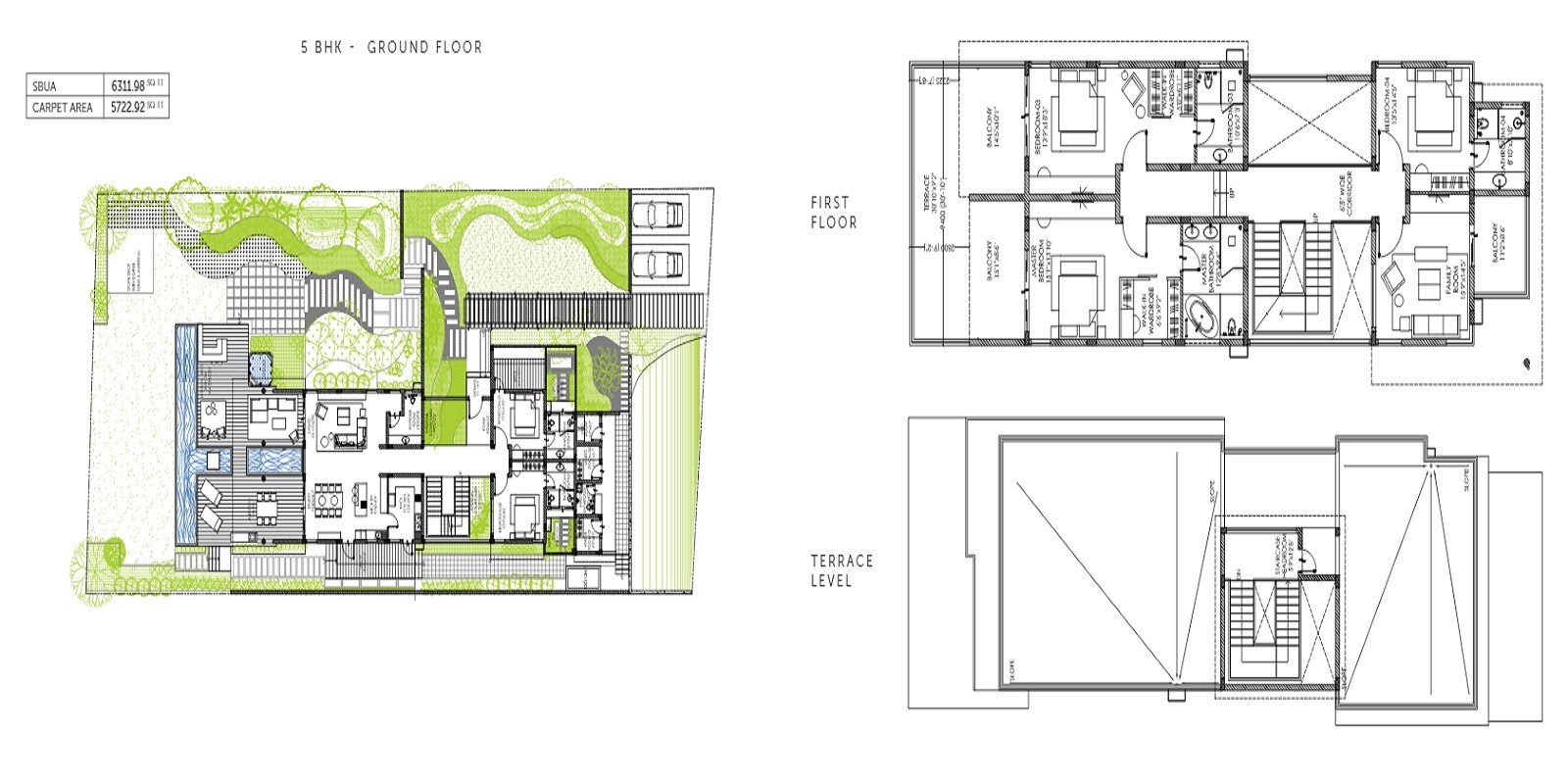 Floor plan of 5 BHK 6311 Sq. Ft. Villa in Assetz 18 and Oak, Bangalore