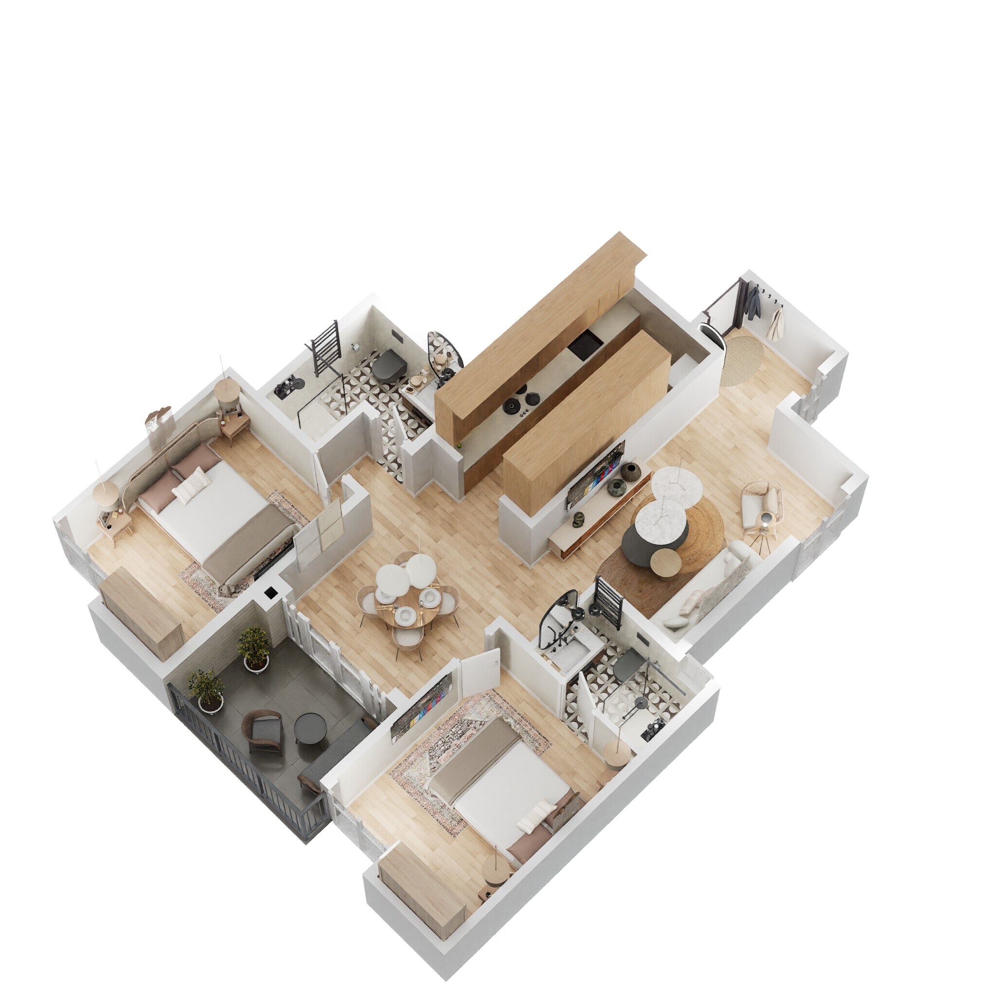 Floor plan of 2 BHK 1177 Sq. Ft. Apartment in Assetz Atmos and Aura, Bangalore