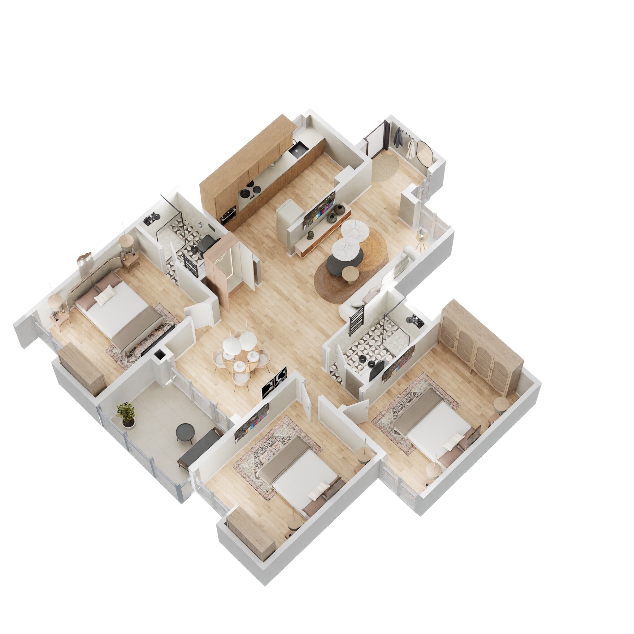 Floor plan of 3 BHK 1361 Sq. Ft. Apartment in Assetz Atmos and Aura, Bangalore