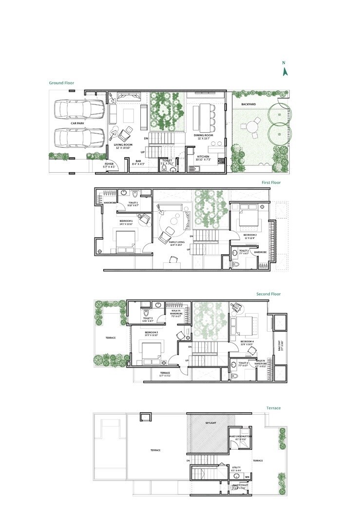 Floor plan of 4 BHK 3358 Sq. Ft. Row House in Assetz Earth And Essence, Bangalore