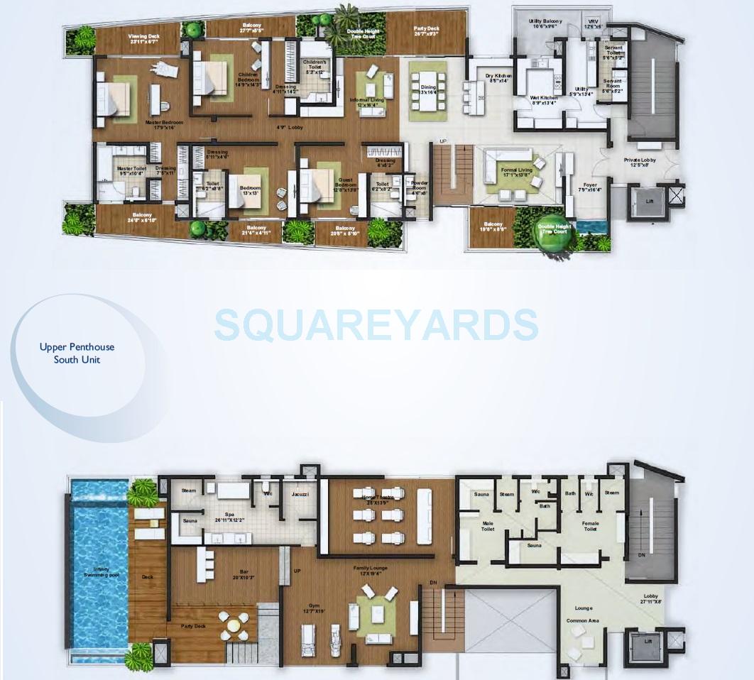 Floor plan of 4 BHK 9200 Sq. Ft. Apartment in Assetz Homes 27 Park Avenue, Bangalore