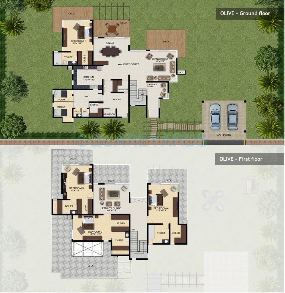Floor plan of 4 BHK 4665 Sq. Ft. Villa in Assetz Homes Clover Greens, Bangalore