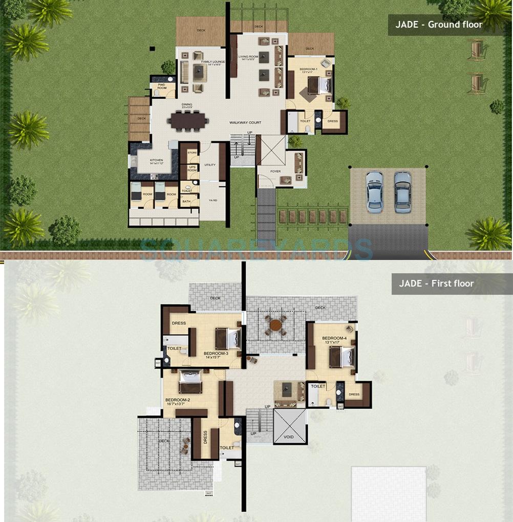 Floor plan of 4 BHK 5238 Sq. Ft. Villa in Assetz Homes Clover Greens, Bangalore