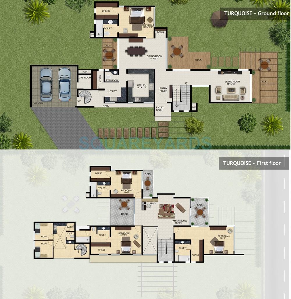 Floor plan of 4 BHK 5365 Sq. Ft. Villa in Assetz Homes Clover Greens, Bangalore