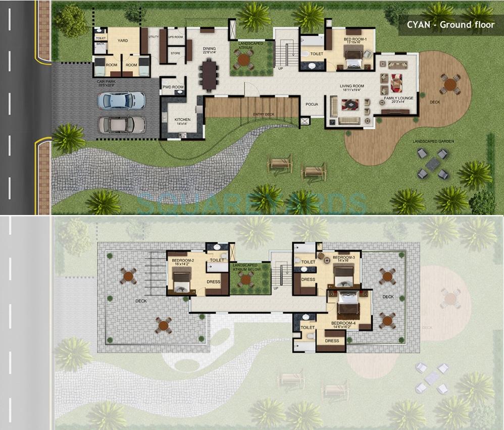 Floor plan of 4 BHK 5608 Sq. Ft. Villa in Assetz Homes Clover Greens, Bangalore