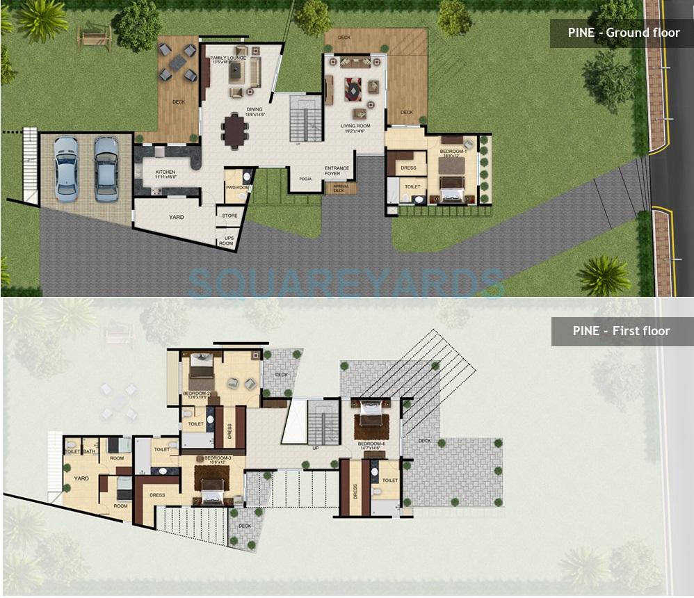 Floor plan of 4 BHK 5614 Sq. Ft. Villa in Assetz Homes Clover Greens, Bangalore